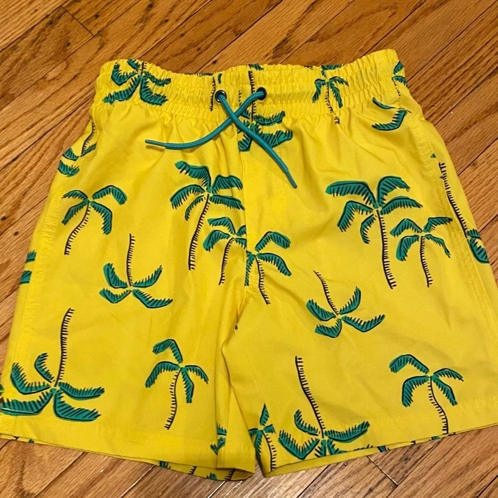Old Navy swim Shorts in Yellow with Green Palm Design